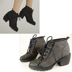 Opening Ceremony Womens 6 Black‎ Leather Platform Sneakers Grunge Lug Sole $325